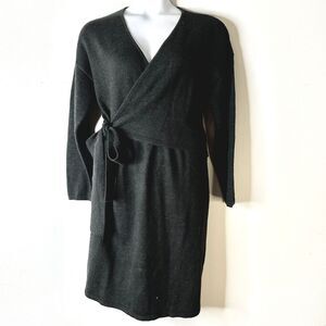 Banana Republic Dress Women XL Gray Wrap Sweater Long Slv Classic Corpcore NWOT